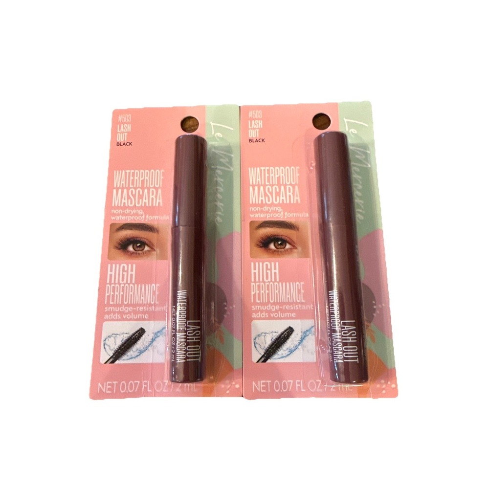 2pk LE MERCERIE #503 LASH OUT BLACK WATERPROOF MASCARA LONG LASHES THICK VOLUME‎